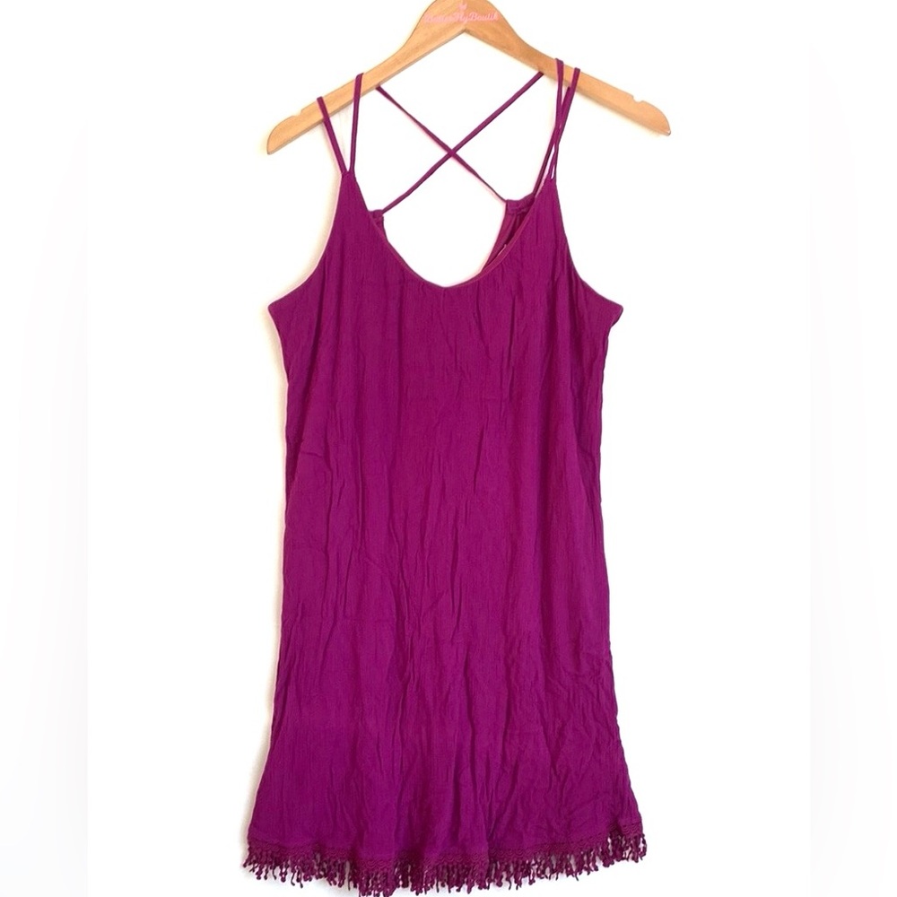 (A12) Maurices Women's Dress Mini Flowy Strappy V-Neck Sleeveless Dress, Large